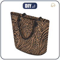 NÁKUPNÍ TAŠKA - ZVÍŘECÍ MIX / karamel - Sada šití