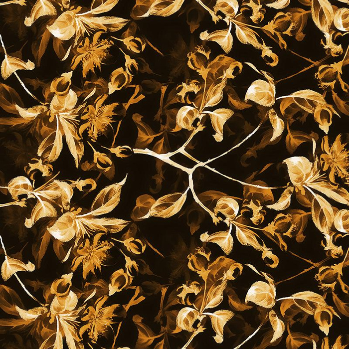 APFELBLÜTE Ms. 1 (gold) / schwarz - Wasserabweisende Webware