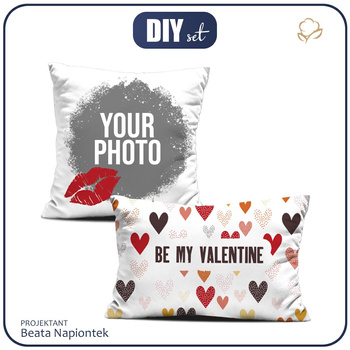 OZDOBNÉ POLŠTÁŘE - BE MY VALENTINE  S VLASTNÍM POTISKEM - Sada šití