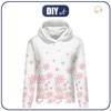 CLASSIC WOMEN’S HOODIE (POLA) - PINK SNOWFLAKES pat. 2 - looped knit fabric - S