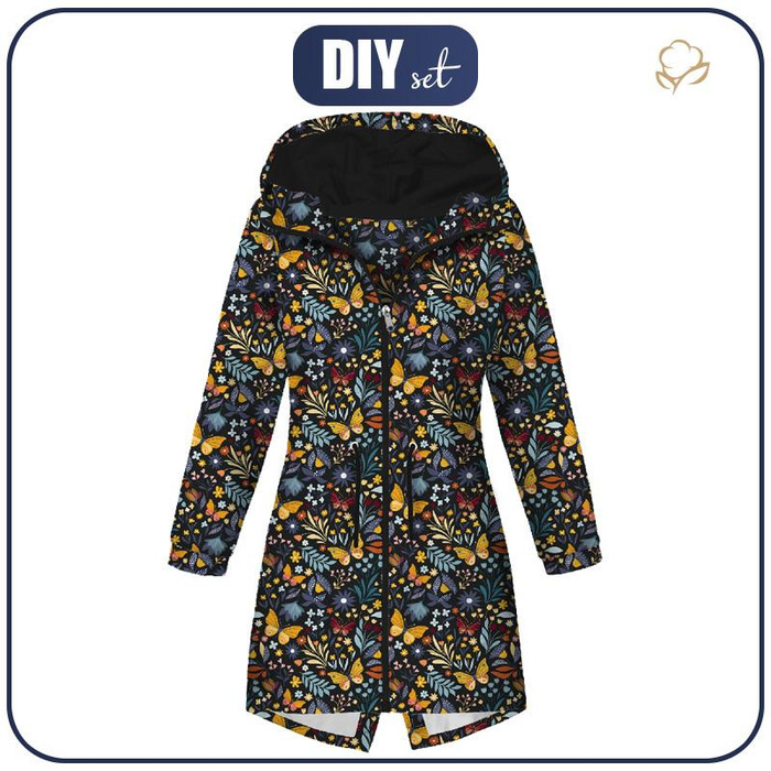 DÁMSKÁ BUNDA PARKA (ANNA) - FOLKOVÍ MOTÝLI / černý - softshell M
