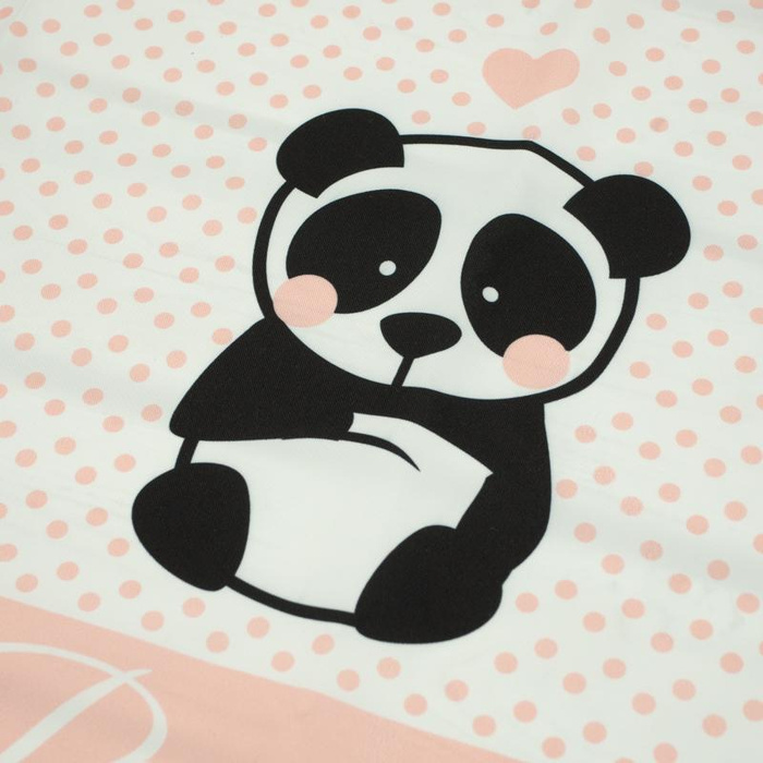 PANDA / pink - panel Waterproof woven fabric EN