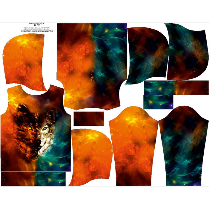 KINDER HOODIE (ALEX) - WOLF / Galaxis - Nähset (110/116)