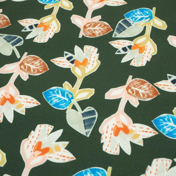 GEOMETRISCHE BLUMEN / flaschengrün - Softshell