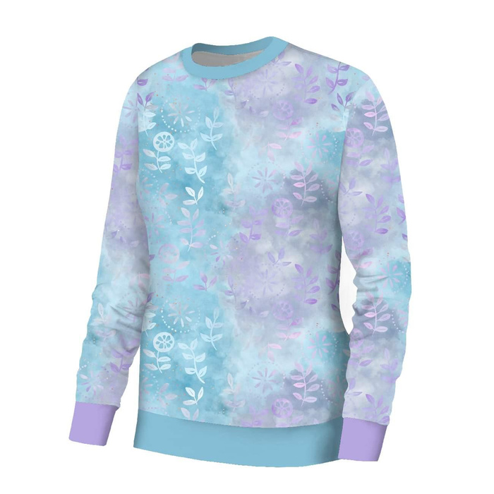BASIC DAMEN SWEATSHIRT (HANA) - BLAUE BLÄTTER - Sommersweat - M