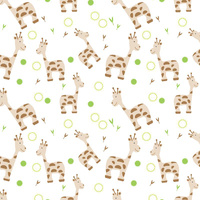 LITTLE GIRAFFES (ANIMAL GARDEN) - looped knit fabric