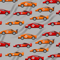 FAST WHEELS / red on grey - Waterproof woven fabric