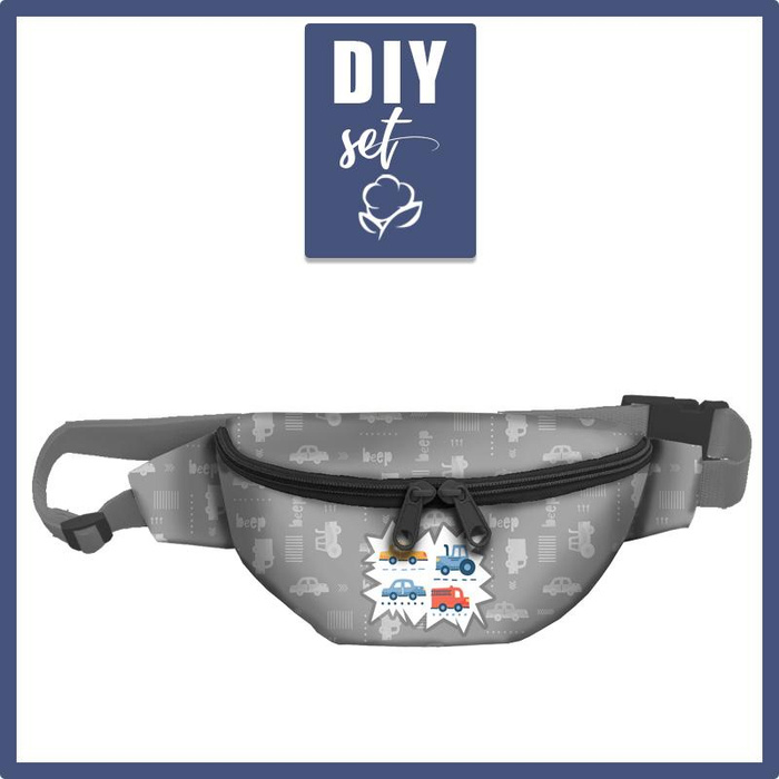 HIP BAG - VEHICLES pat. 2 / white (ADVENTURE BEGINS) - big