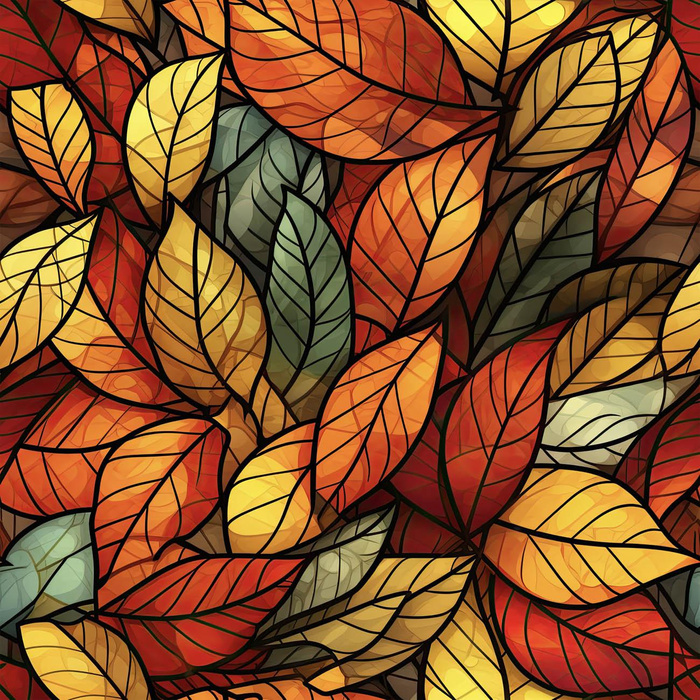 LEAVES / STAINED GLASS PAT. 2 - Linen 100%