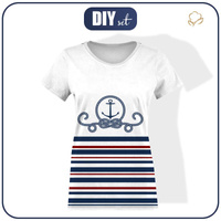T-SHIRT DAMSKI - KOTWICA / paski (marine) - single jersey