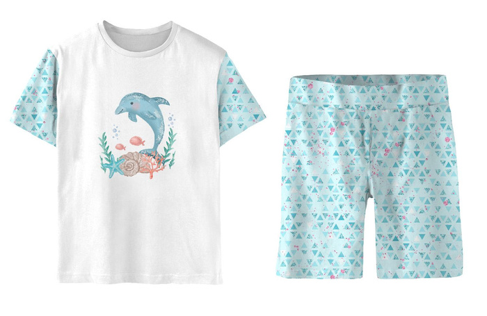 CHILDREN'S PAJAMAS "ADA" - DOLPHIN / triangles - sewing set