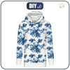 LONG WOMEN’S HOODIE - VANILLA BLOSSOM (CLASSIC BLUE) - looped knit fabric - L