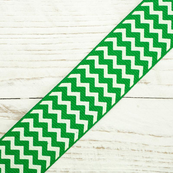 Grosgrain with zigzag 25mm - green
