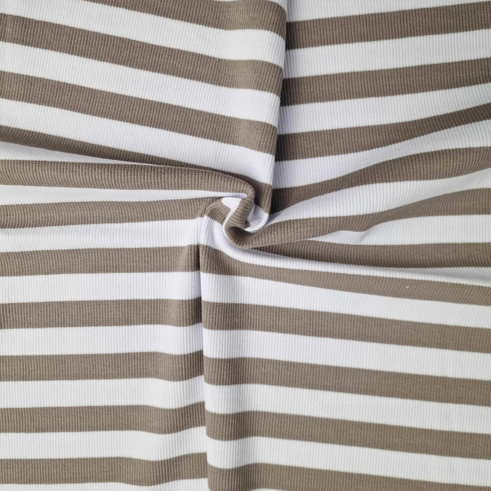 WHITE AND BEIGE - Ribbed knit fabric