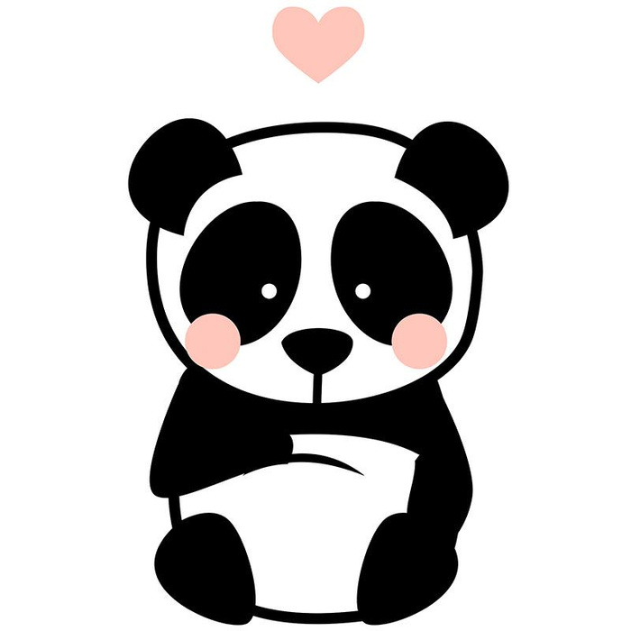 PANDA / BLASS ROSA Größe "M" 50x60 cm -  weiß (Vorderseite) - Paneel Sommersweat 