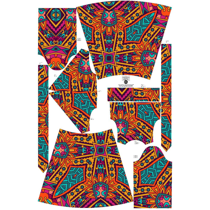 WRAP MIDI DRESS (BIANCA) - COLORFUL MANDALA pat. 1 - sewing set XXL