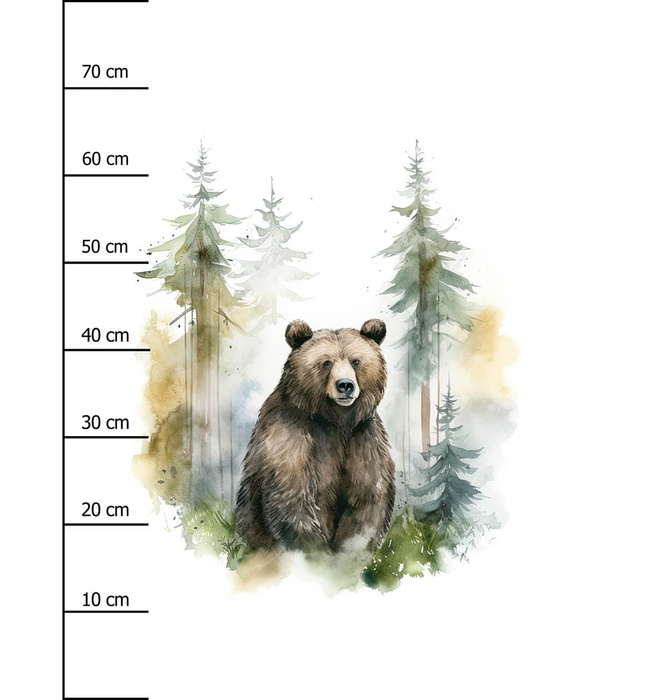 WATERCOLOR BEAR - Panel (75cm x 80cm) Hydrofobní česaná teplákovina