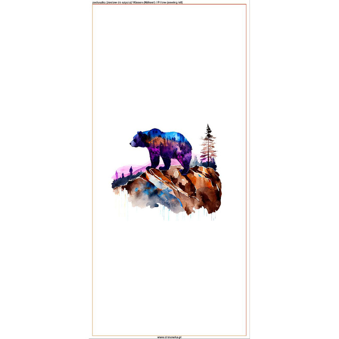 KISSEN 45x45 - BEAR ON A ROCK - Vorderseite + Rückseite