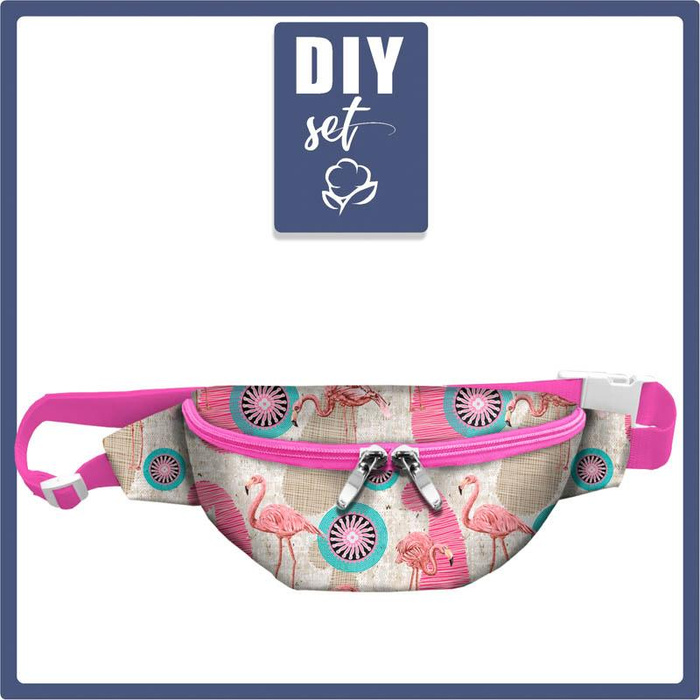 HIP BAG - FLAMINGOS AND ROSETTES - big