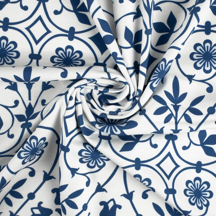 KWIATY wz. 1 (classic blue) - tkanina wodoodporna
