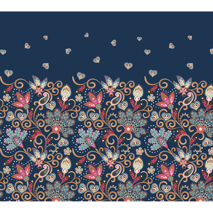 Kwiaty wz. 2 / granatowy - panel sukienkowy krepa