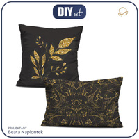 DEKO-KOPFKISSEN - BLÄTTER Ms 12 (gold) / schwarz