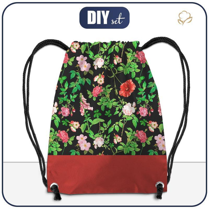 GYM BAG - ROSES AND LEAVES (PARADISE GARDEN) - sewing set