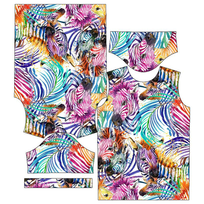 KINDER T-SHIRT- REGENBOGEN ZEBRA - Single Jersey (140-146)