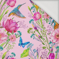 100CM EISVÖGEL UND SCHMETTERLINGE (EISVÖGEL AUF DER WIESE) / rosa - Viskose Jersey
