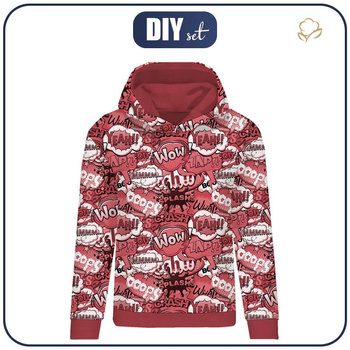 CLASSIC WOMEN’S HOODIE (POLA) - COMIC BOOK (red) - looped knit fabric