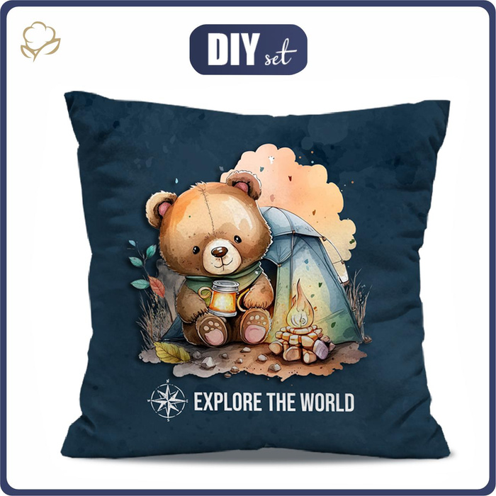 PILLOW 45X45 - EXPLORE THE WORLD - front + back