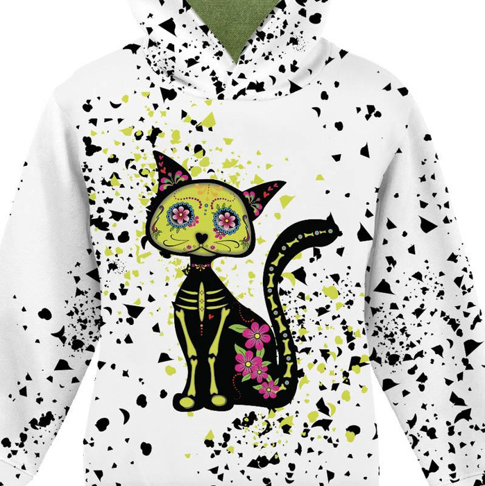 Children's tracksuit (OSLO) - CAT ELENA (DIA DE LOS MUERTOS) pat. 1 - looped knit fabric (146/152)