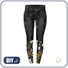 SPORTS LEGGINGS - FLOWERS (pattern no. 8) / black - XXL