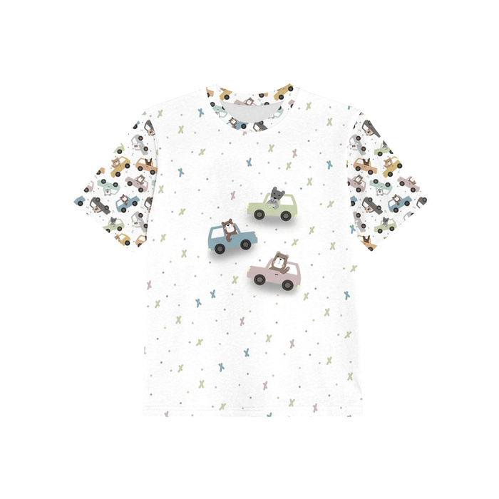 KINDER T-SHIRT- BUNTE AUTOS ms. 3 (STADTBÄREN) - Single Jersey (92/98)