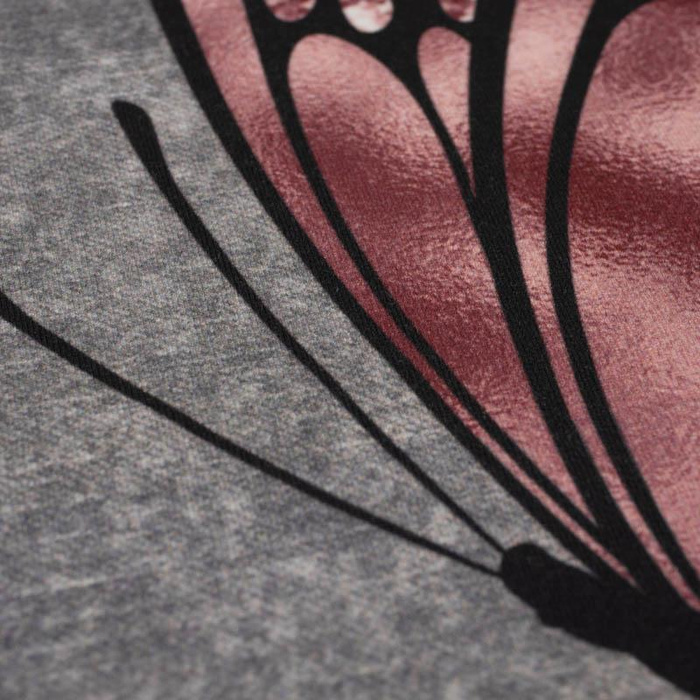 BEAUTY BUTTERFLY (GLITTER BUTTERFLIES) / ACID WASH GREY - panel,  softshell (60cm x 155cm)