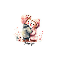 CUTE COUPLE - panel (60cm x 50cm) Waterproof woven fabric