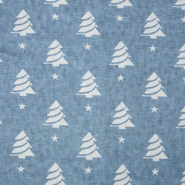 WEIHNACHTSBÄUME MIT STERNEN / ACID WASH - blau - bio single jerset mit Elastan  Sommersweat