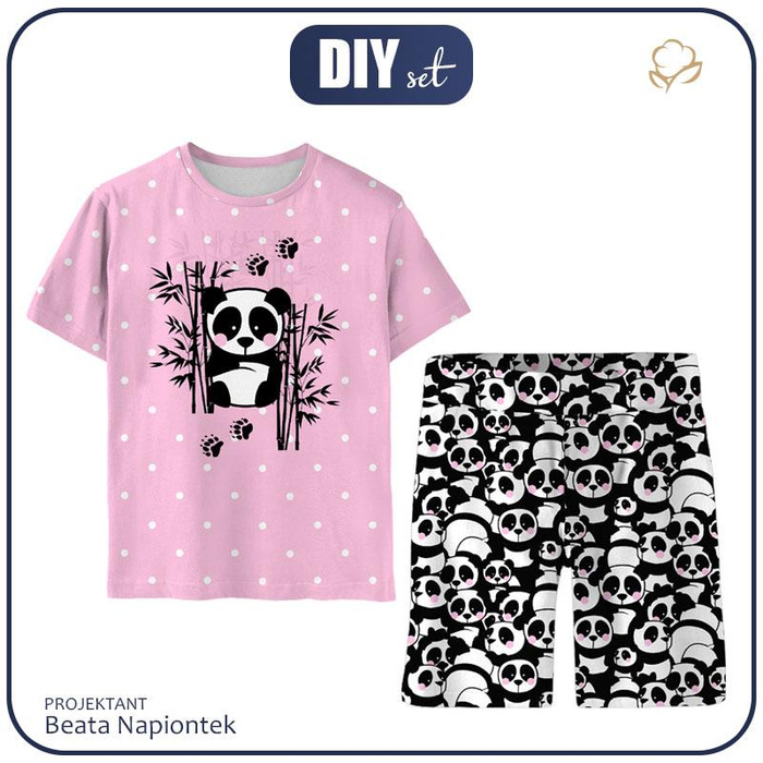 DĚTSKÉ PYŽAMO "ADA" - PANDA / růžový - BAMBUS SINGLE JERSEY S ELASTANEM (134/140)