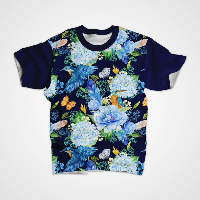 KINGFISHERS AND LILACS (KINGFISHERS IN THE MEADOW) / navy - softshell