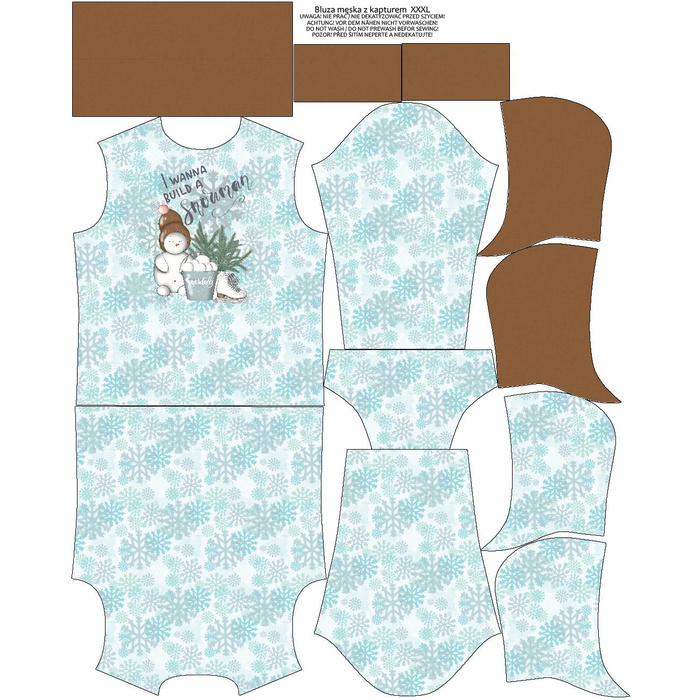 PÁNSKÁ MIKINA S KAPUCÍ (COLORADO) - I WANNA BUILD A SNOWMAN (ZIMA VE MĚSTĚ) - SADA ŠITÍ XXL