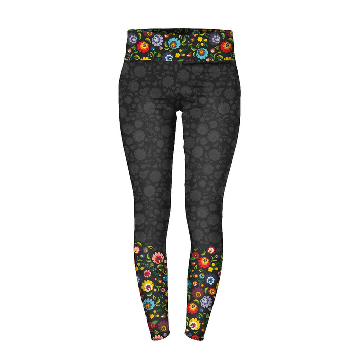 WOMEN'S THERMO LEGGINGS (GRETA) - LOWICZ FOLKLORE / black - sewing set XXXL
