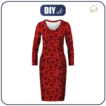 PENCIL DRESS (ALISA) - ROSES - sewing set L
