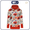 LONG WOMEN’S HOODIE (MEGI) - POPPIES pat. 5 - looped knit fabric - S