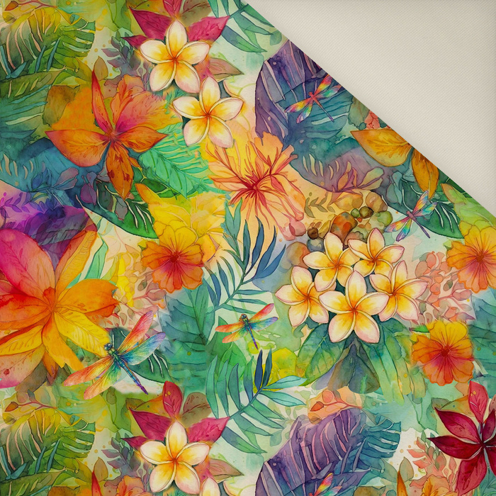 FLOWERS PAPAYA ORANGE WZ. 1 - Upholstery velour