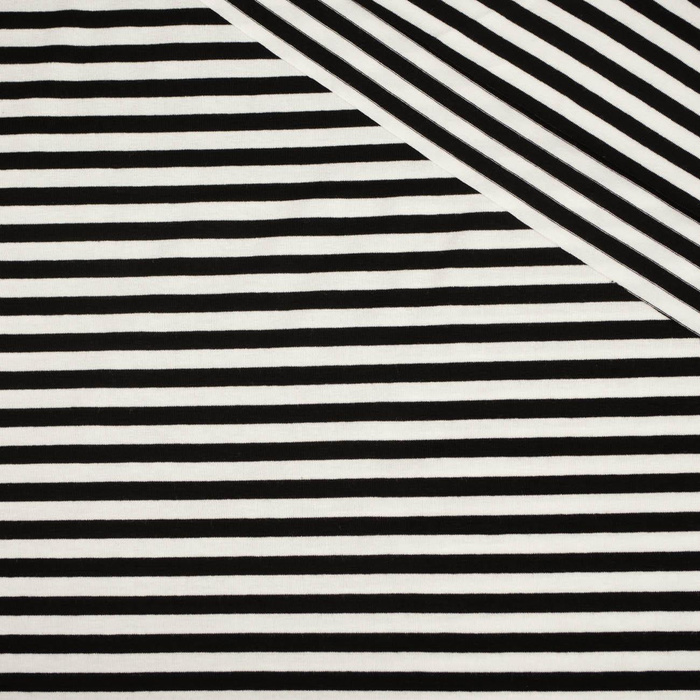 Viskose Jersey - STREIFEN WEIß / SCHWARZ 0,7cm x 0,7cm