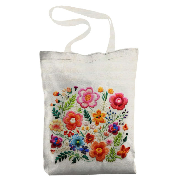 SHOPPER BAG - FLOWERS 3D WZ. 17 - Waterproof woven fabric - sewing set