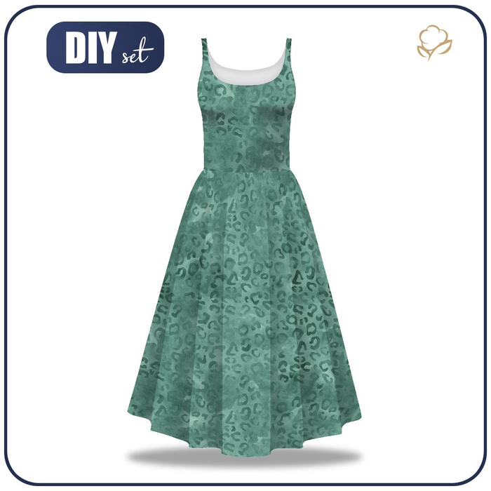 DRESS "ISABELLE" - SPOTS / modern mint (SNOW LEOPARDS) - sewing set XXL