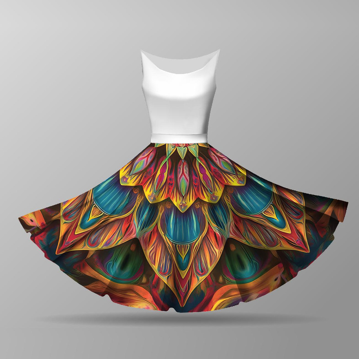 COLORFUL MANDALA PAT.6 - circle skirt panel M