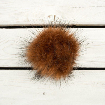 Kunstfell Pompon 12 cm - fuchsrot
