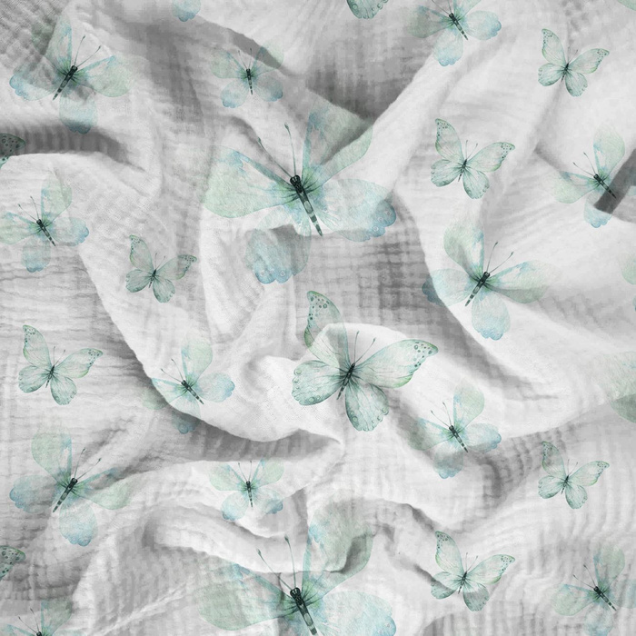 BUTTERFLIES PAT. 2 (WATER-COLOR BUTTERFLIES) - Cotton muslin